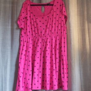 Torrid Pink and Black Palm Tree Skater Dress